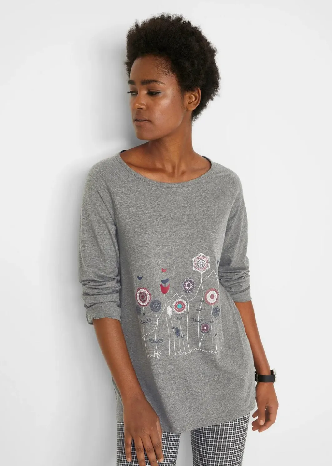 Damen bonprix Shirts & Tops|Oversize Longshirt mit Rundhalsausschnitt