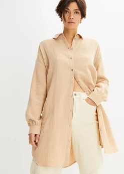 Damen bonprix Bekleidung·Jacken & Mäntel|Blusen & Tuniken|Oversize Musselin-Longbluse