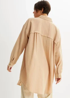Damen bonprix Bekleidung·Jacken & Mäntel|Blusen & Tuniken|Oversize Musselin-Longbluse