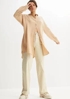 Damen bonprix Bekleidung·Jacken & Mäntel|Blusen & Tuniken|Oversize Musselin-Longbluse