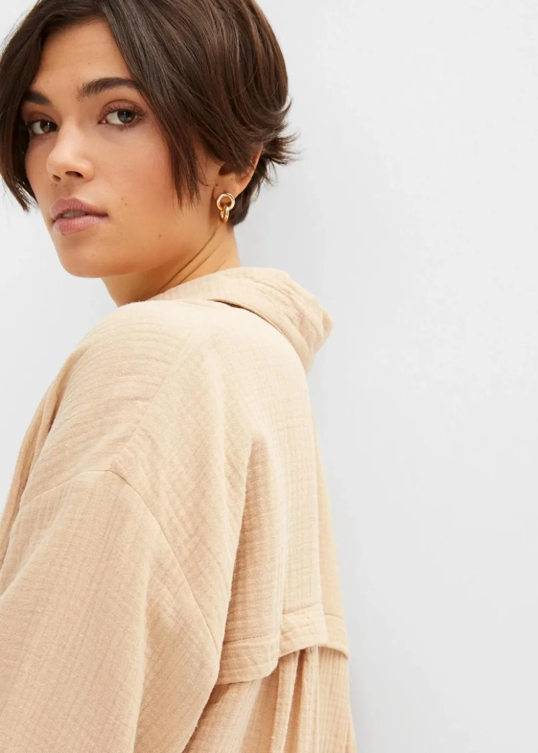 Damen bonprix Bekleidung·Jacken & Mäntel|Blusen & Tuniken|Oversize Musselin-Longbluse
