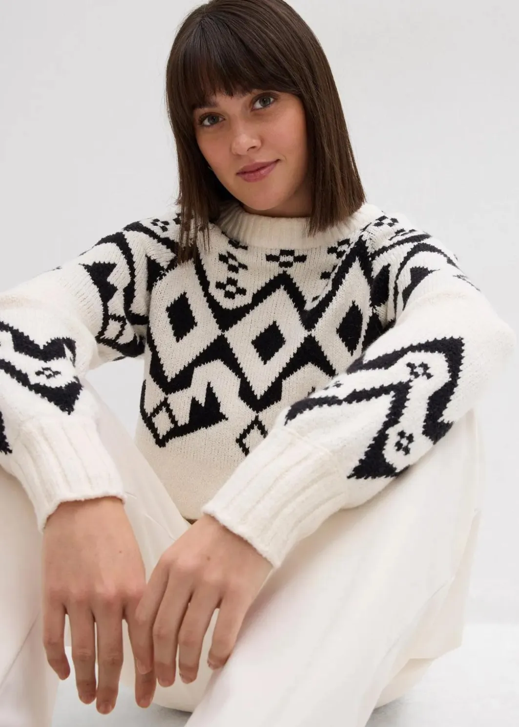 Damen bonprix Bekleidung·Umstandsmode|Bekleidung·Jeans|Oversize Norweger-Pullover