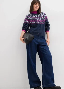 New Oversize Norweger-Strickjacke Damen Bekleidung·Jeans|Pullover & Strickjacken