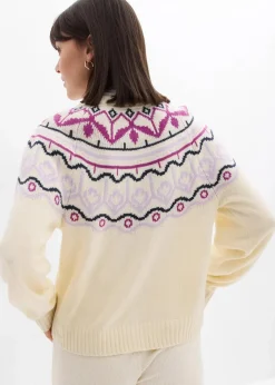Damen bonprix Pullover & Strickjacken|Bekleidung·Jeans|Oversize Norweger-Strickjacke