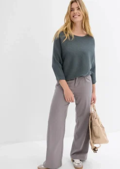 Outlet Oversize Ripp-Pullover aus Viskose-Mix Damen Strickmode|Pullover & Strickjacken
