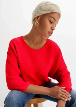 Damen bonprix Bekleidung·Umstandsmode|Bekleidung·Jeans|Oversize Ripp-Pullover aus Viskose-Mix