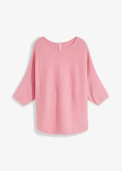 Damen bonprix Strickmode|Pullover & Strickjacken|Oversize Ripp-Pullover aus Viskose-Mix