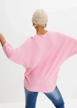 Damen bonprix Strickmode|Pullover & Strickjacken|Oversize Ripp-Pullover aus Viskose-Mix