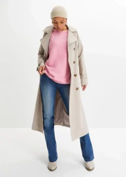 Damen bonprix Strickmode|Pullover & Strickjacken|Oversize Ripp-Pullover aus Viskose-Mix