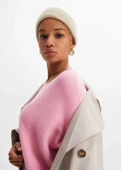 Damen bonprix Strickmode|Pullover & Strickjacken|Oversize Ripp-Pullover aus Viskose-Mix