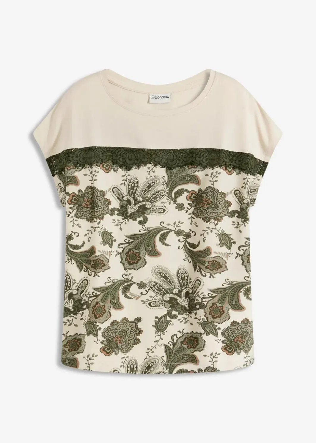 Damen bonprix Shirts & Tops|Oversize Shirt mit Spitzenband