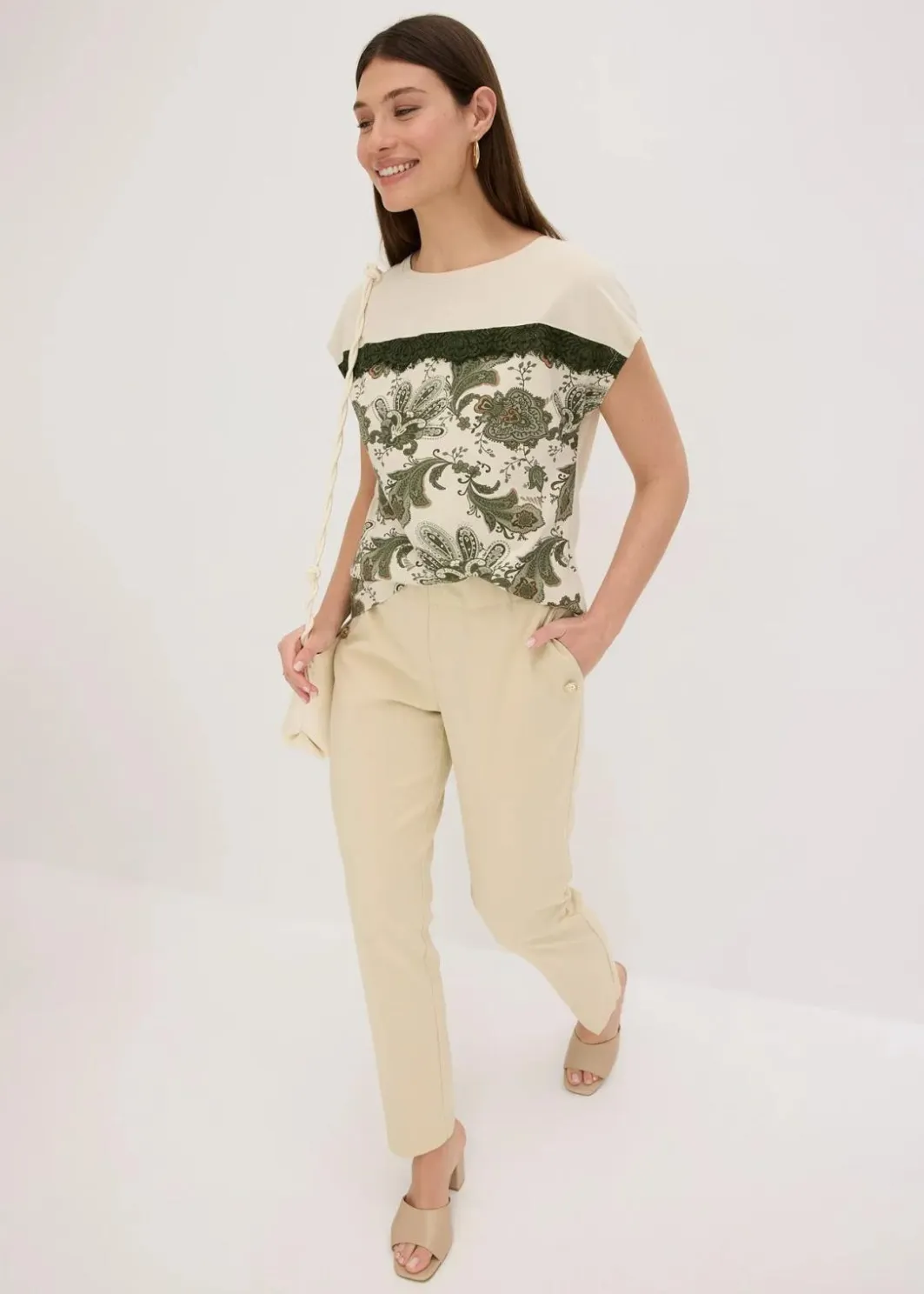 Damen bonprix Shirts & Tops|Oversize Shirt mit Spitzenband
