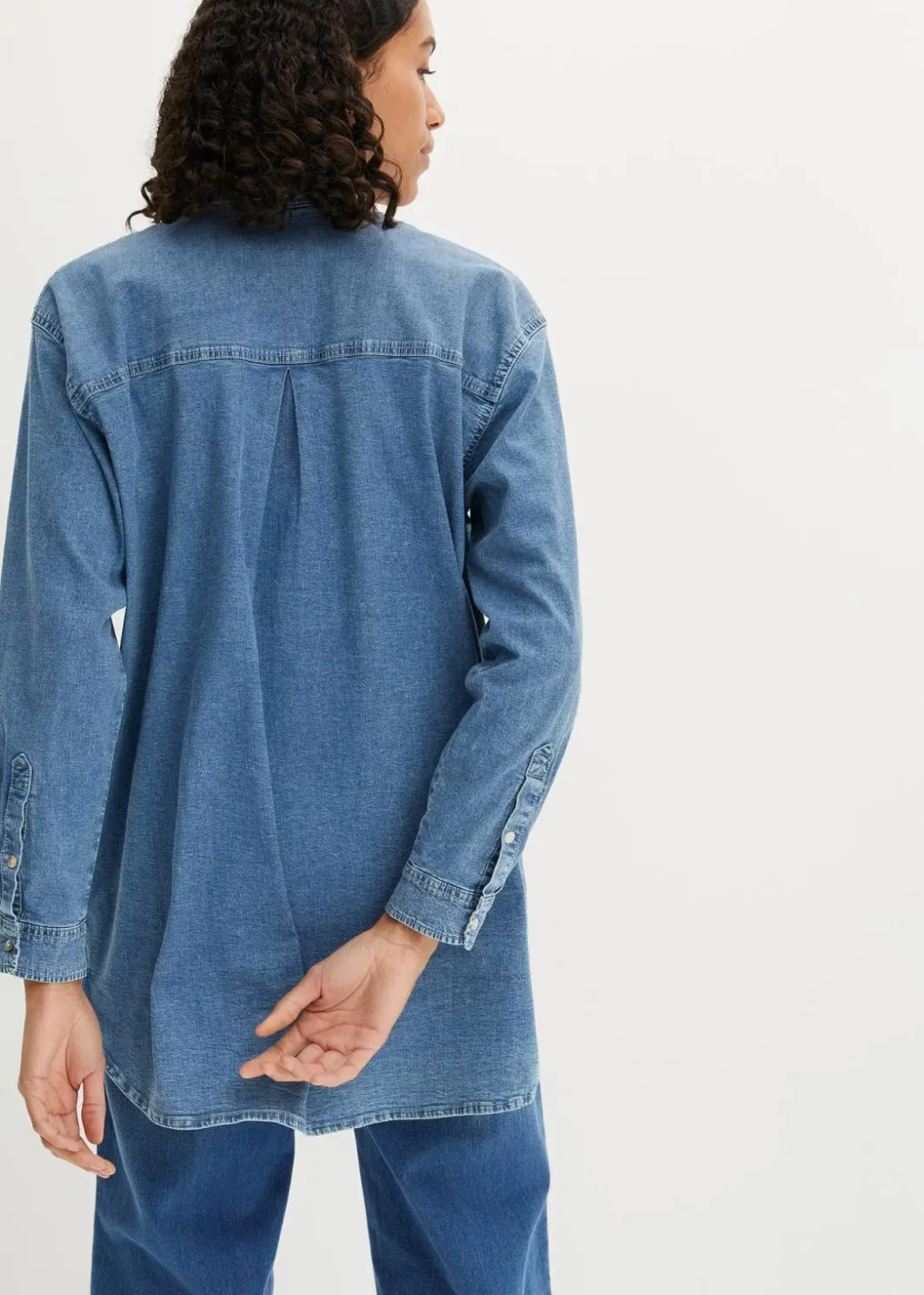Damen bonprix Blusen & Tuniken|Nachhaltigere Materialien|Oversize Stretch-Jeansbluse
