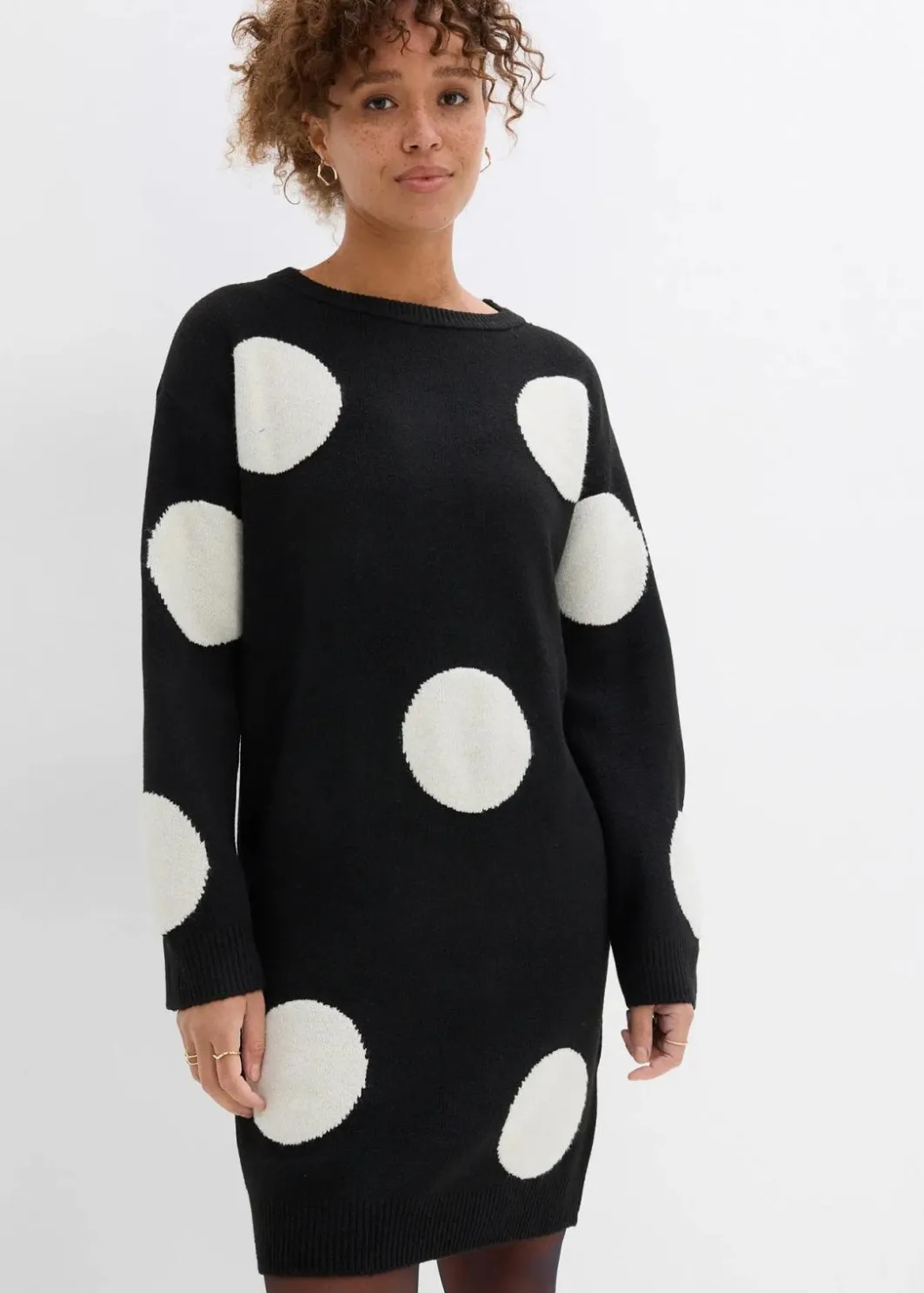 Damen bonprix Bekleidung·Umstandsmode|Strickmode|Oversize Strickkleid mit Punkten
