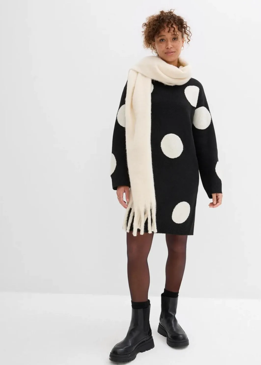 Damen bonprix Bekleidung·Umstandsmode|Strickmode|Oversize Strickkleid mit Punkten