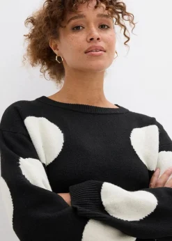 Damen bonprix Bekleidung·Umstandsmode|Strickmode|Oversize Strickkleid mit Punkten