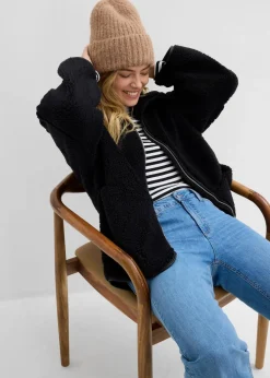 Outlet Oversize Teddy-Fleece Jacke Damen Bekleidung·Hosen|Jacken & Mäntel