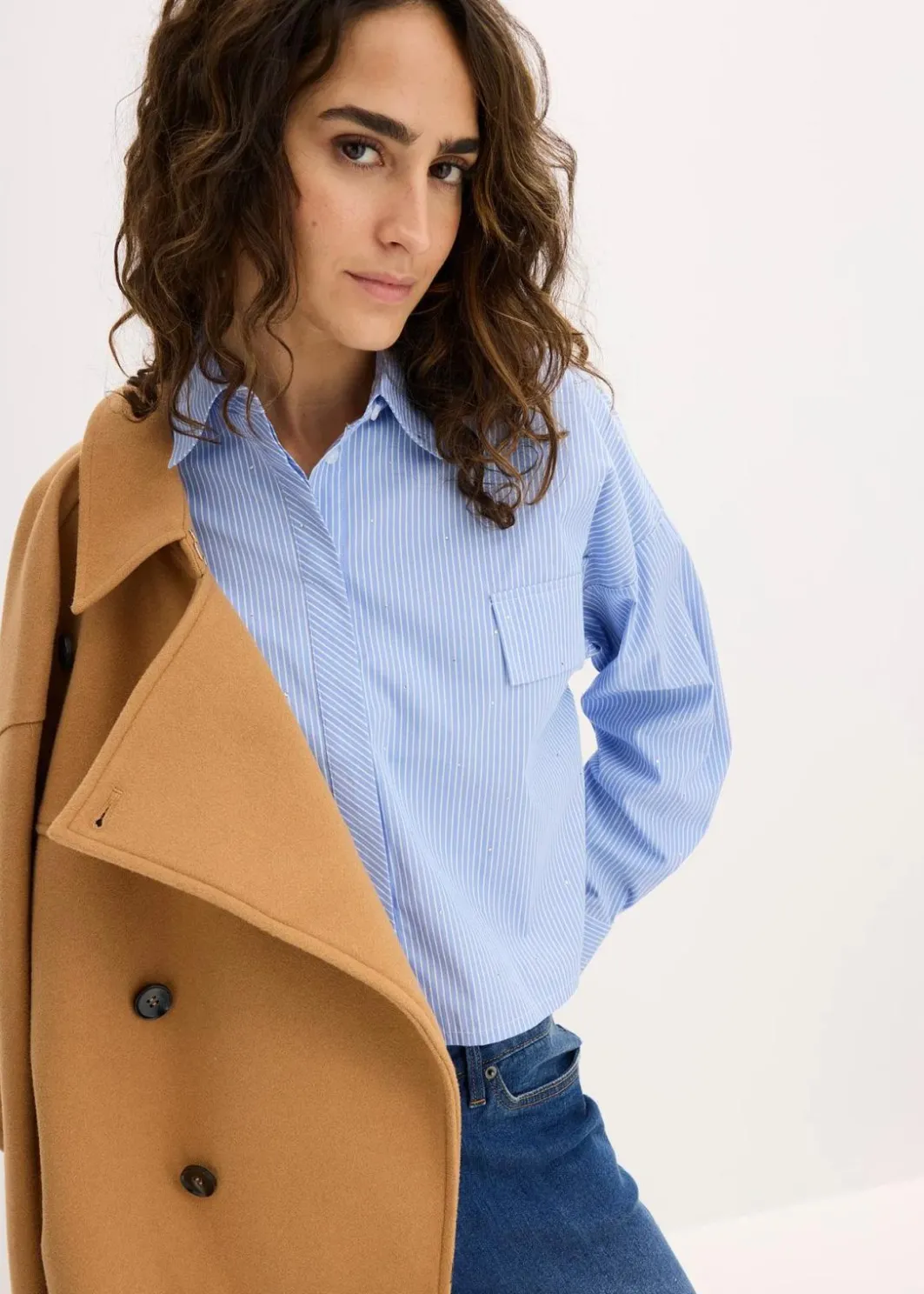 Clearance Oversize-Bluse aus Baumwoll-Mix Damen Bekleidung·Jacken & Mäntel|Blusen & Tuniken