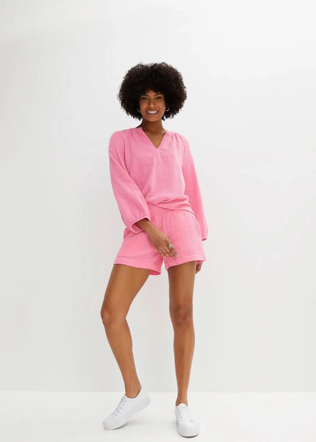 Damen bonprix Blusen & Tuniken|Bekleidung·Jacken & Mäntel|Oversize-Bluse aus Musselin