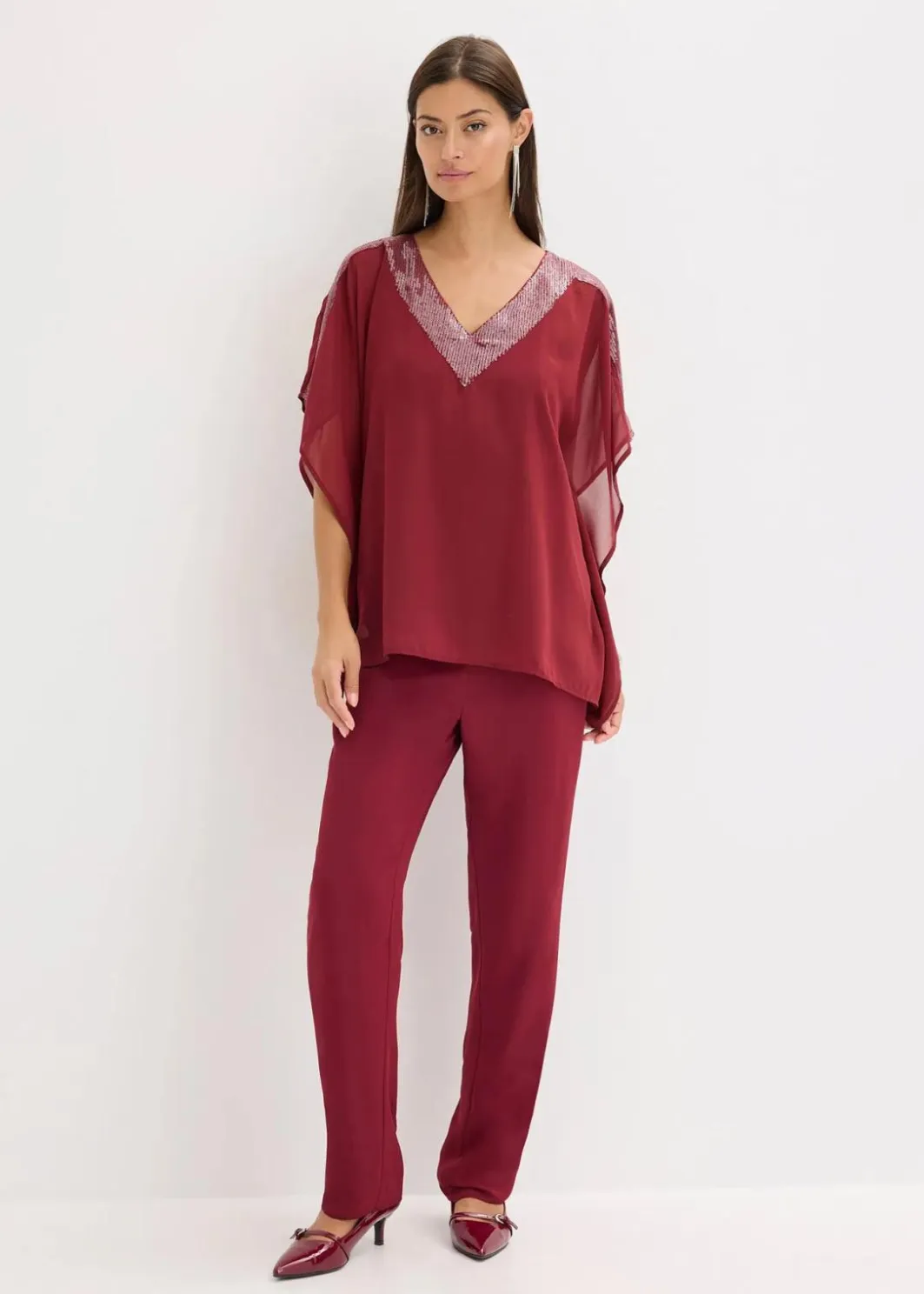 Damen bonprix Bekleidung·Jacken & Mäntel|Festliche Mode|Oversize-Bluse mit Pailletten-Einsatz