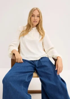 Damen bonprix Bekleidung·Jacken & Mäntel|Blusen & Tuniken|Oversize-Bluse mit Verzierungen