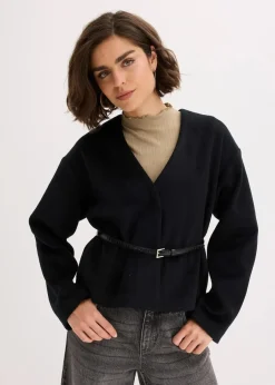 Oversized Blazer mit Gürtel in Wolloptik, ungefüttert Damen Bekleidung·Basics|Blazer