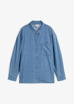 Damen bonprix Blusen & Tuniken|Nachhaltigere Materialien|Oversized Jeanshemd aus Bio-Baumwolle
