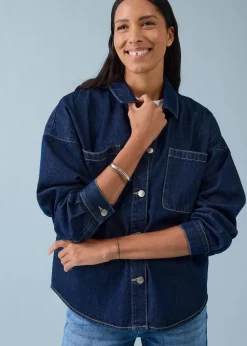 Damen bonprix Bekleidung·Hosen|Nachhaltigere Materialien|Oversized Jeans-Overshirt aus Bio-Baumwolle