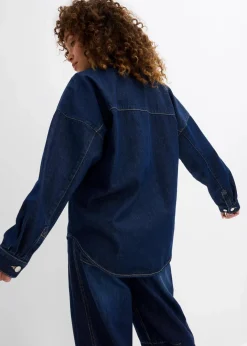 Damen bonprix Bekleidung·Hosen|Nachhaltigere Materialien|Oversized Jeans-Overshirt aus Bio-Baumwolle