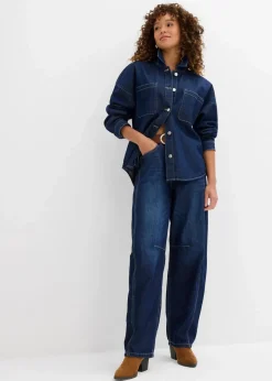 Damen bonprix Bekleidung·Hosen|Nachhaltigere Materialien|Oversized Jeans-Overshirt aus Bio-Baumwolle