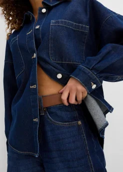 Damen bonprix Bekleidung·Hosen|Nachhaltigere Materialien|Oversized Jeans-Overshirt aus Bio-Baumwolle