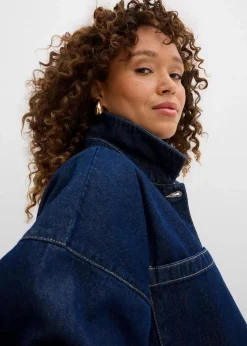 Damen bonprix Bekleidung·Hosen|Nachhaltigere Materialien|Oversized Jeans-Overshirt aus Bio-Baumwolle
