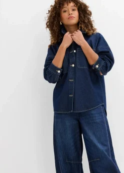 Damen bonprix Bekleidung·Hosen|Nachhaltigere Materialien|Oversized Jeans-Overshirt aus Bio-Baumwolle
