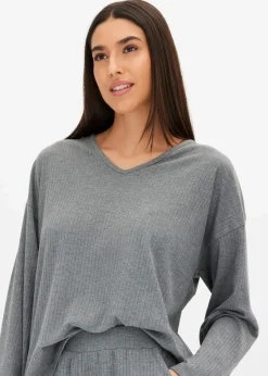 Damen bonprix Homewear|Nachtwäsche|Oversized Loungewear Hausanzug aus weicher Rippe