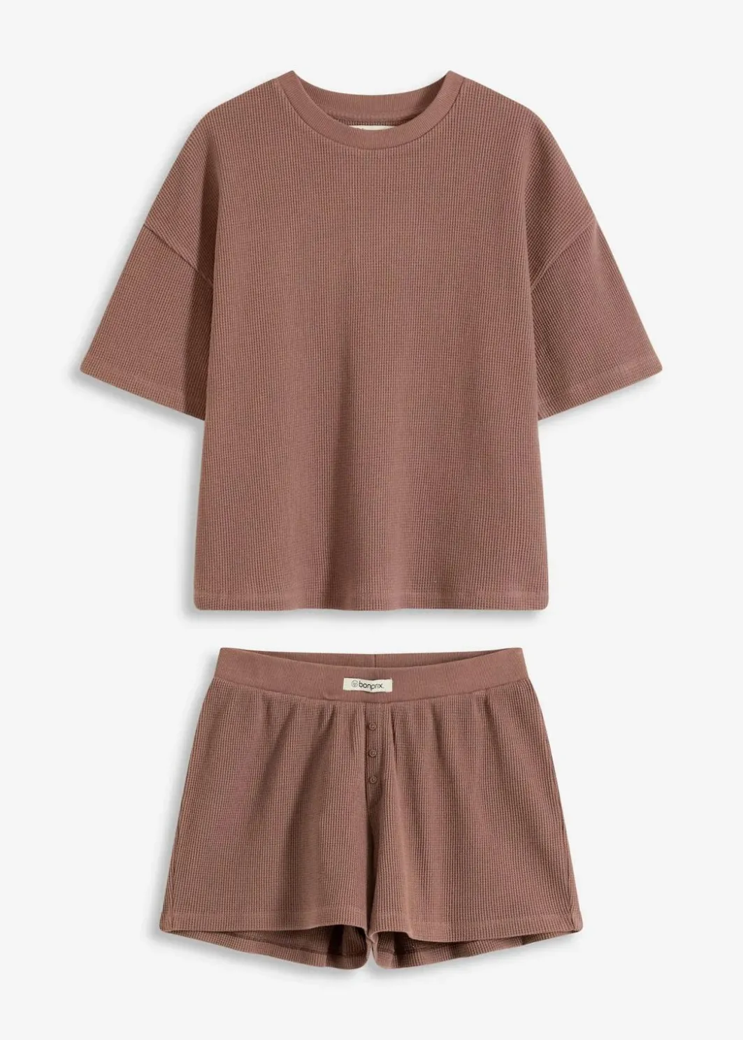 Damen bonprix Wäsche·Homewear|Wäsche·Nachtwäsche|Oversized Loungewear Shorty Hausanzug aus Waffeljersey
