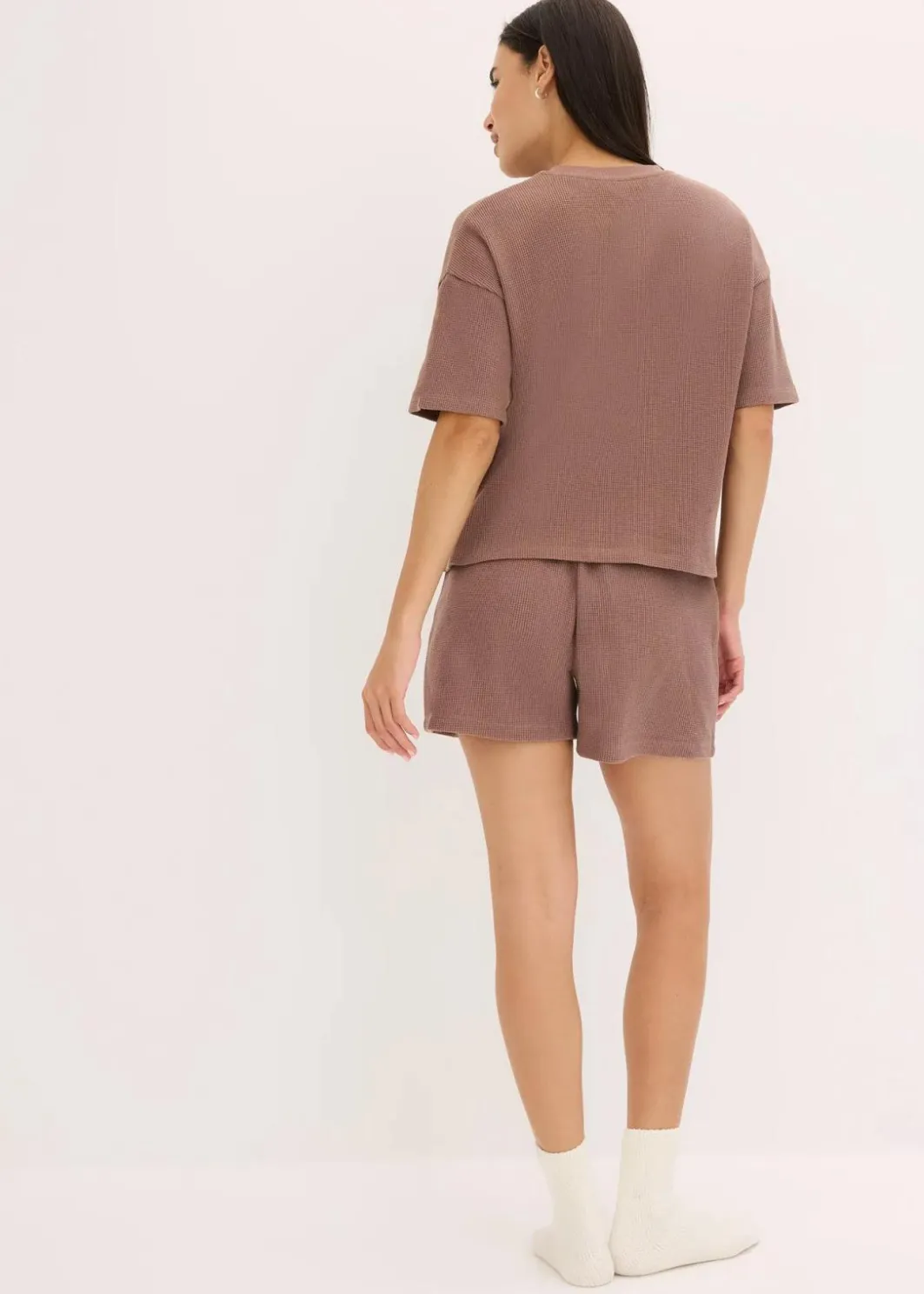 Damen bonprix Wäsche·Homewear|Wäsche·Nachtwäsche|Oversized Loungewear Shorty Hausanzug aus Waffeljersey