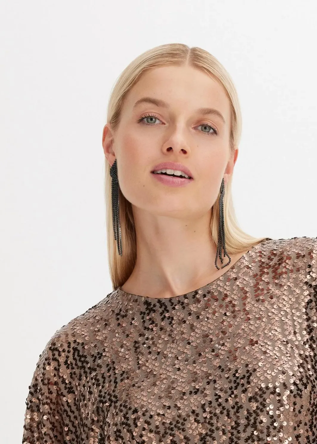 Damen bonprix Bekleidung·Pullover & Strickjacken|Kleider|Oversized Paillettenkleid