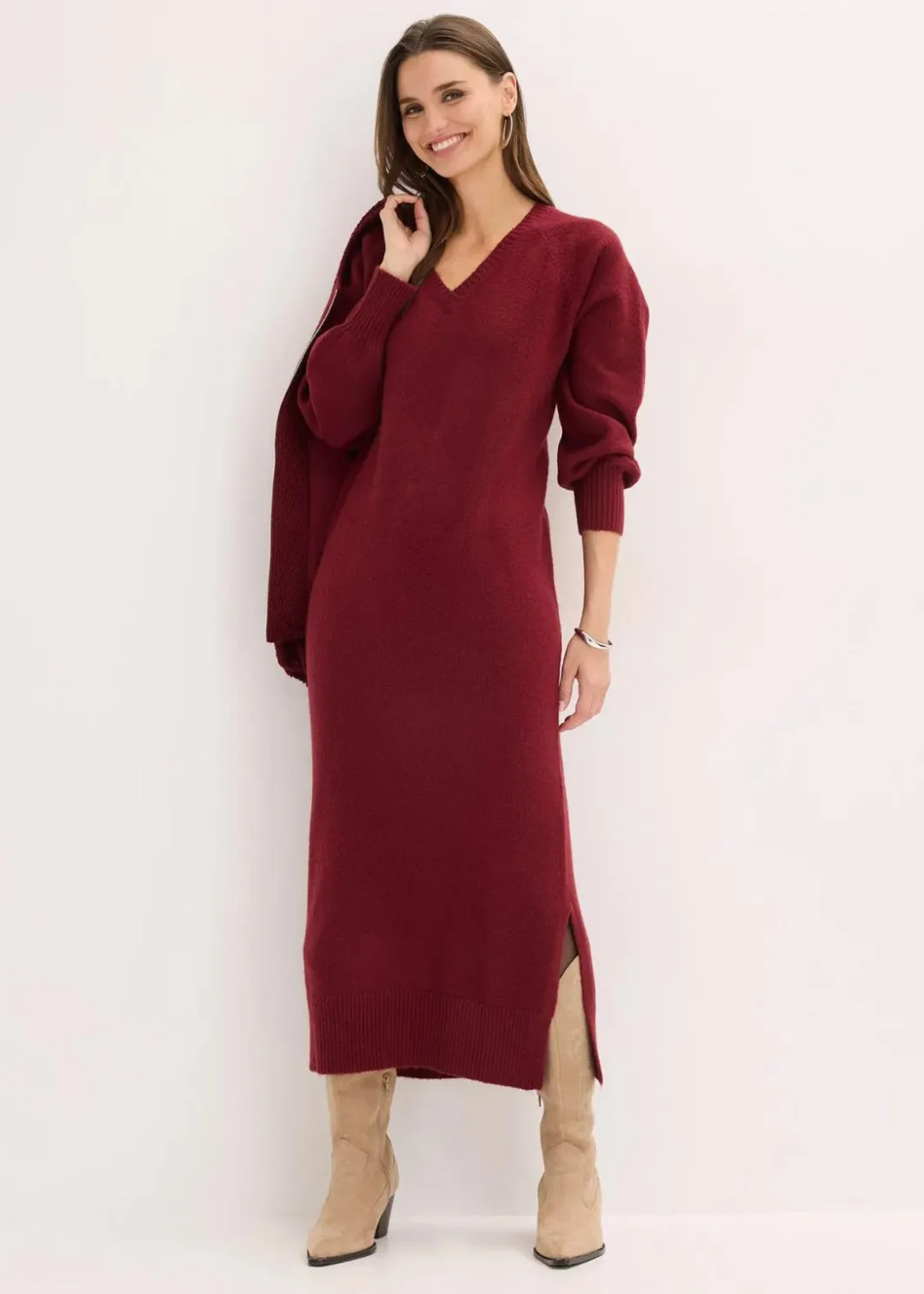 Oversized Strickkleid in Midilänge Damen Strickmode|Kleider