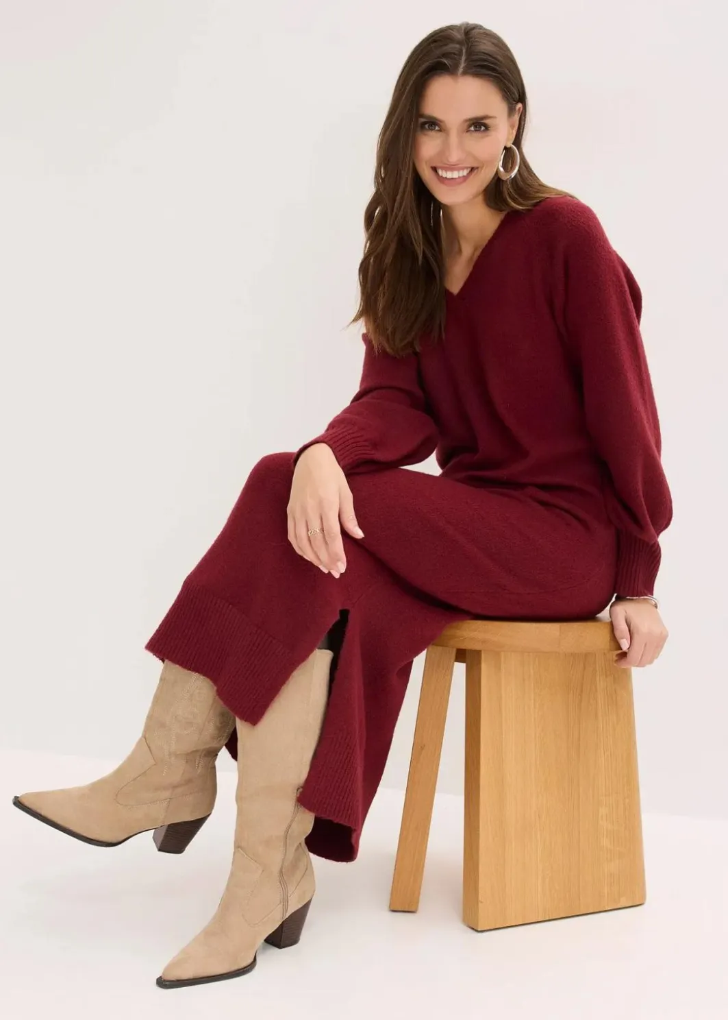 Oversized Strickkleid in Midilänge Damen Strickmode|Kleider