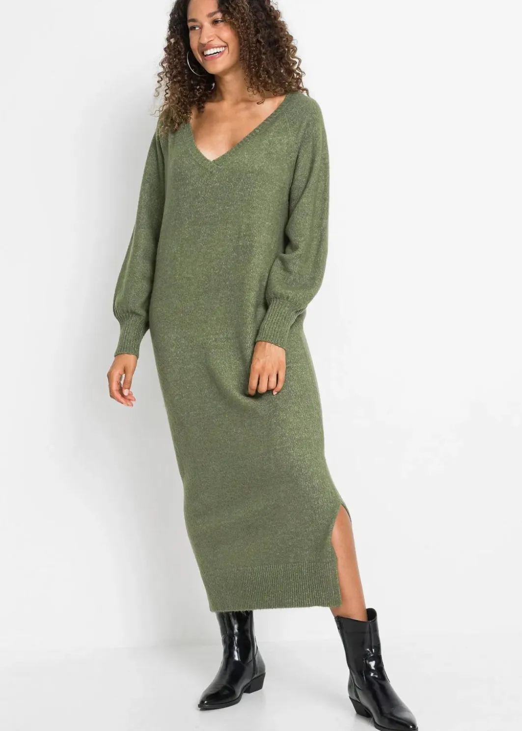 Damen bonprix Strickmode|Kleider|Oversized Strickkleid in Midilänge