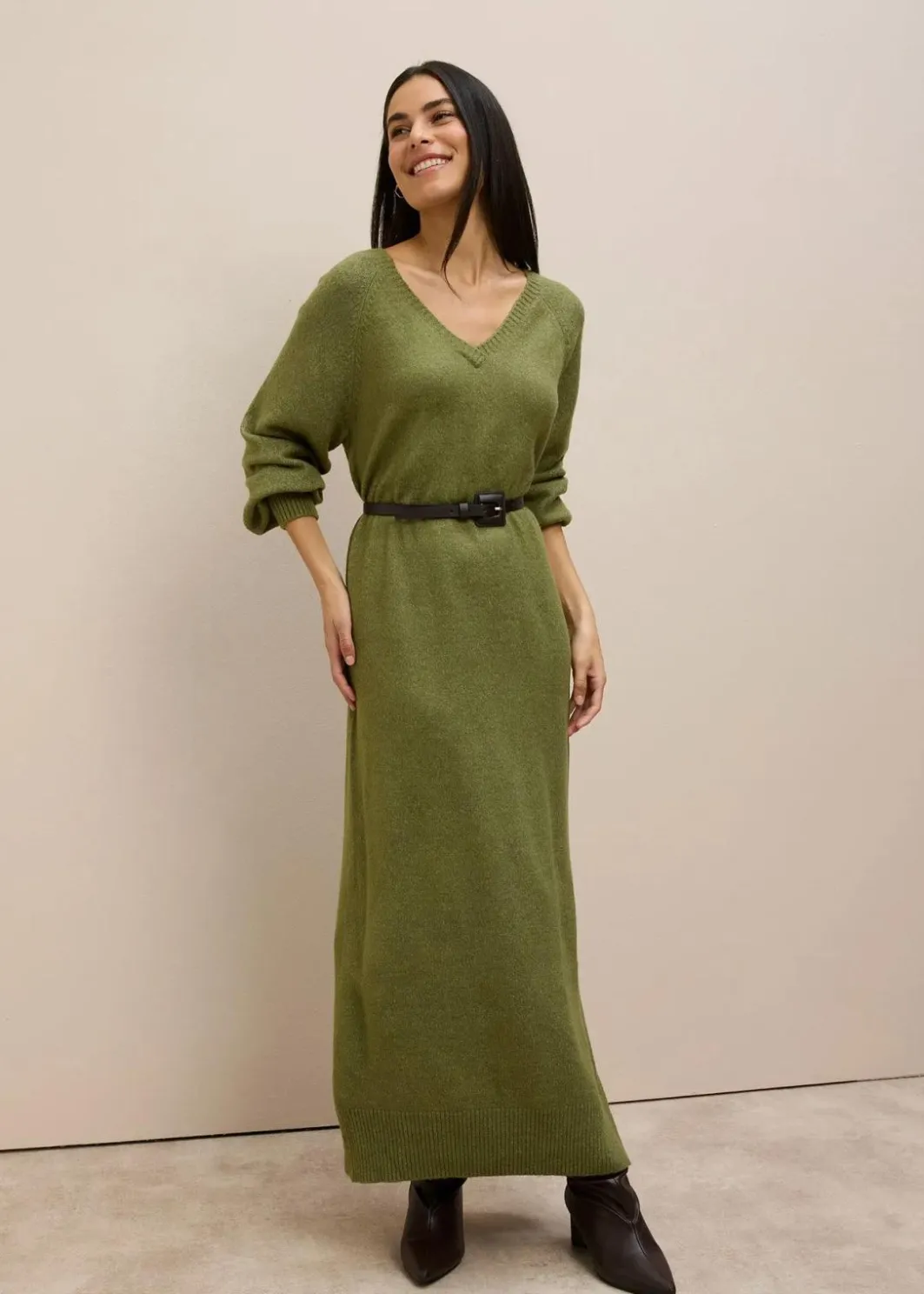 Damen bonprix Strickmode|Kleider|Oversized Strickkleid in Midilänge