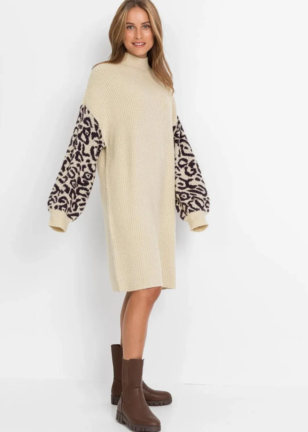 New Oversized Strickkleid mit Leomuster Damen Bekleidung·Umstandsmode|Bekleidung·Pullover & Strickjacken
