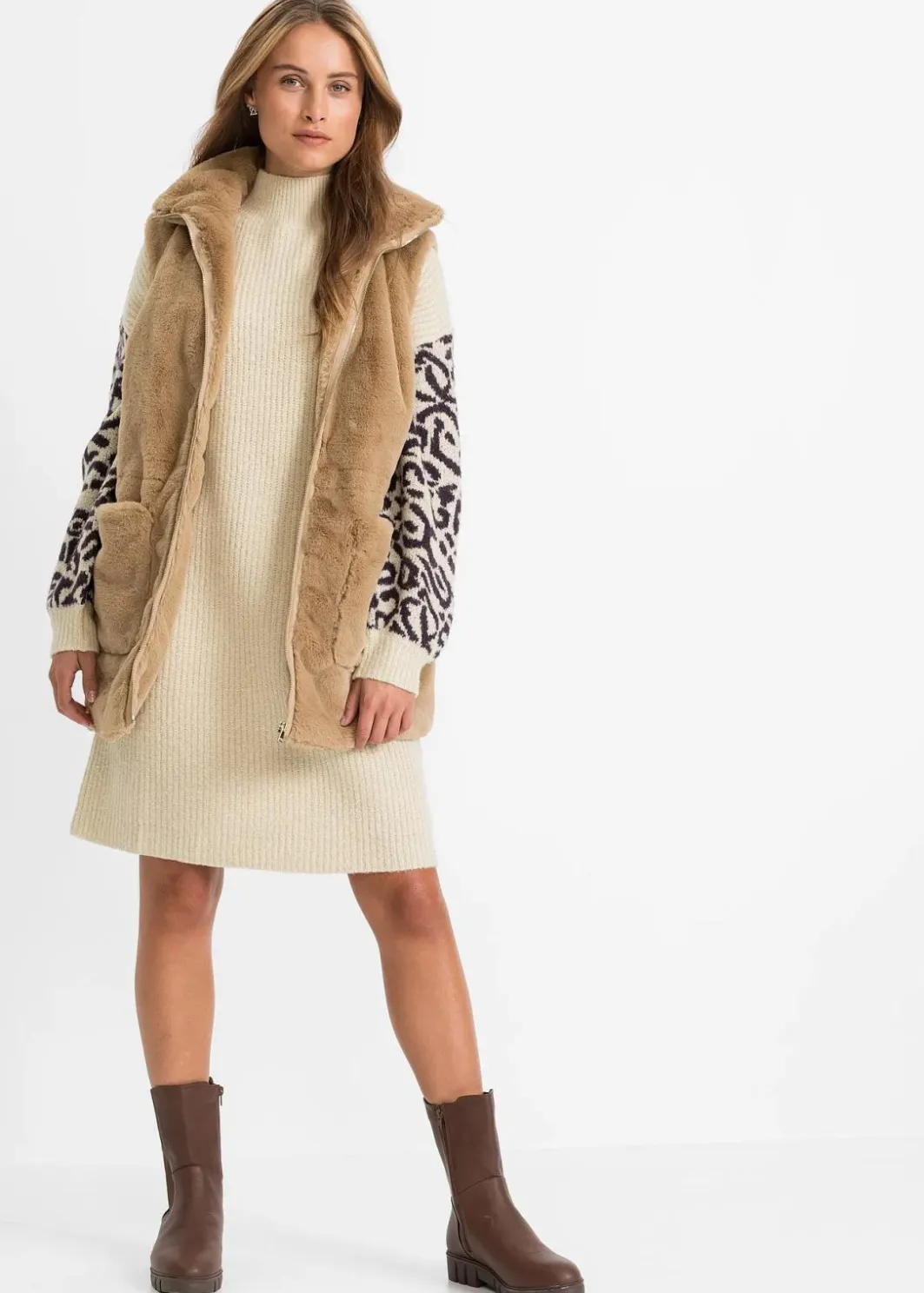 New Oversized Strickkleid mit Leomuster Damen Bekleidung·Umstandsmode|Bekleidung·Pullover & Strickjacken