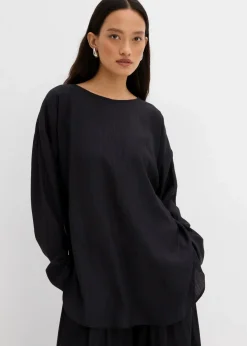 Discount Oversized Tunikabluse aus strukturiertem Crinkle-Viskose-Mix Damen Bekleidung·Jacken & Mäntel|Zweiteiler & Sets