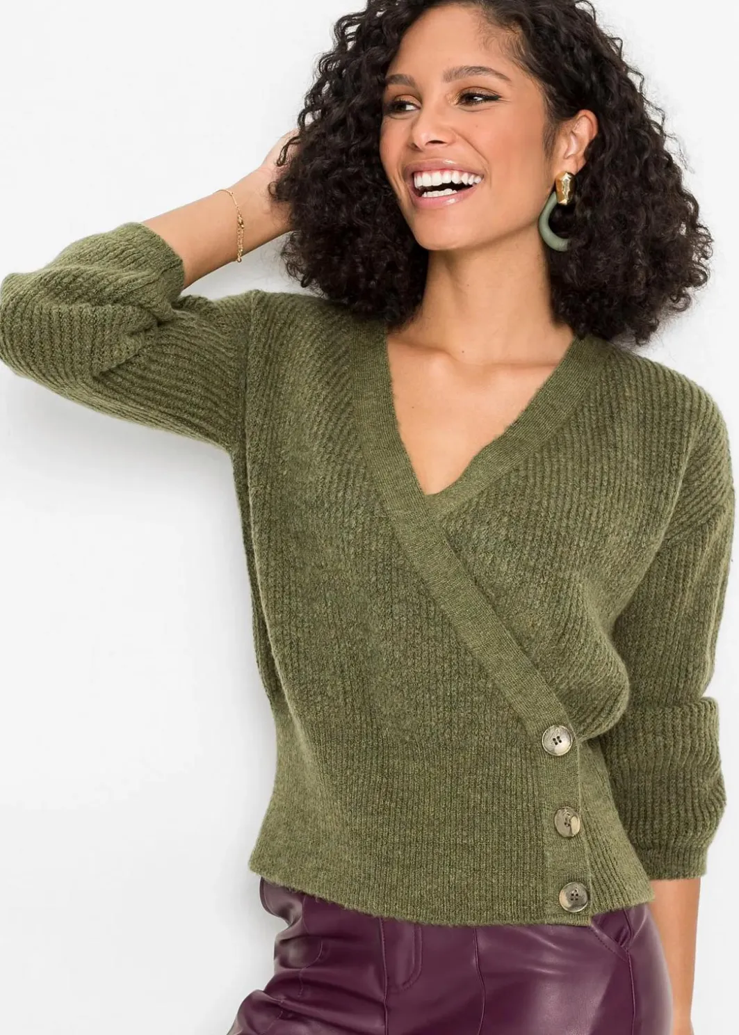 Damen bonprix Bekleidung·Umstandsmode|Bekleidung·Jeans|Oversized-Pullover in Wickeloptik