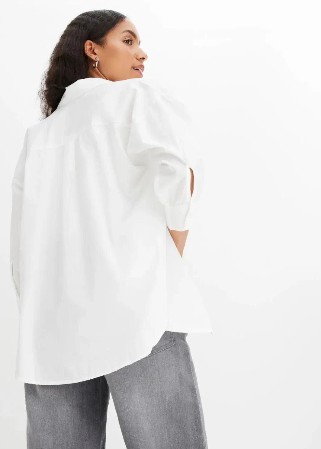 Damen bonprix Bekleidung·Jacken & Mäntel|Blusen & Tuniken|Oversize-Hemd aus Baumwolle mit 3/4 Arm