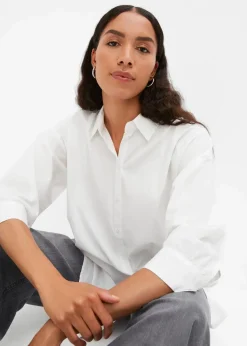 Damen bonprix Bekleidung·Jacken & Mäntel|Blusen & Tuniken|Oversize-Hemd aus Baumwolle mit 3/4 Arm