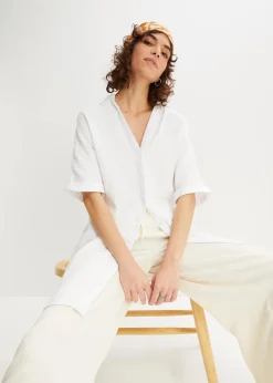Damen bonprix Bekleidung·Jacken & Mäntel|Blusen & Tuniken|Oversize-Longbluse aus softem Musselin