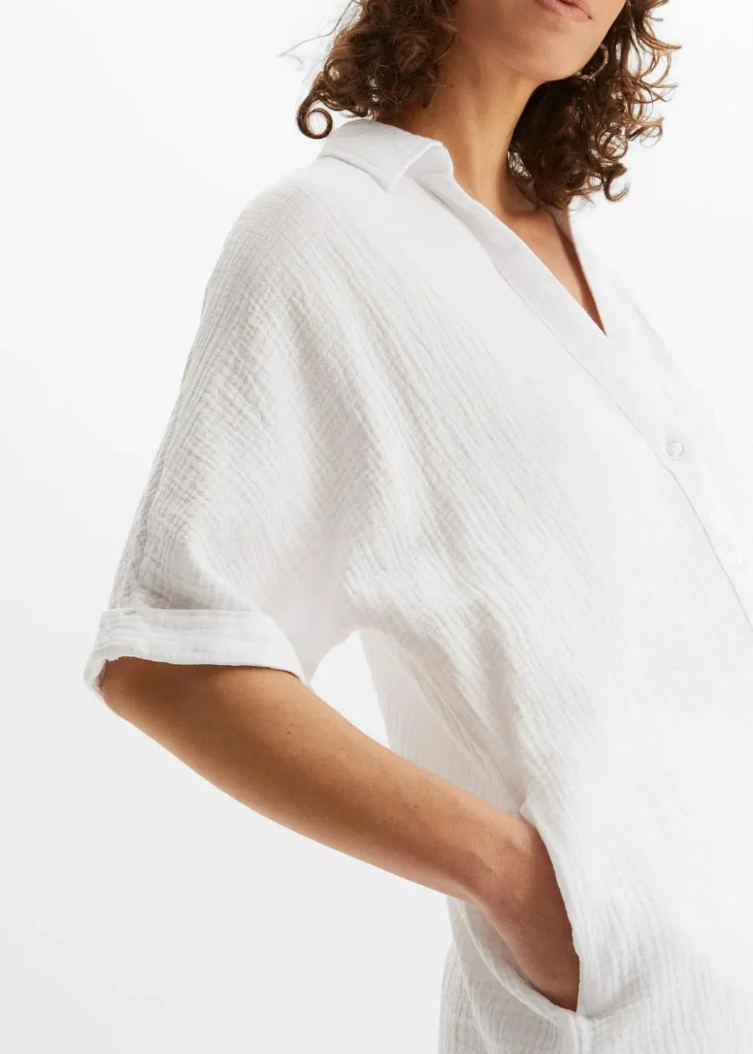 Damen bonprix Bekleidung·Jacken & Mäntel|Blusen & Tuniken|Oversize-Longbluse aus softem Musselin