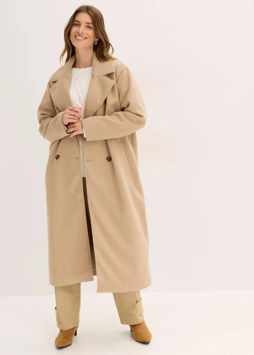 Damen bonprix Bekleidung·Hosen|Jacken & Mäntel|Oversize-Mantel in Wolloptik